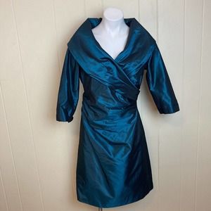 Vintage Teri Jon by Rickie Freeman Dress Medium Mother of the Bride Dark Teal
